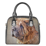 Vintage Shar Pei Print Shoulder Handbag