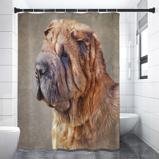 Vintage Shar Pei Print Shower Curtain