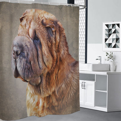 Vintage Shar Pei Print Shower Curtain