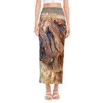 Vintage Shar Pei Print Side Slit Maxi Skirt