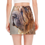 Vintage Shar Pei Print Side Slit Mini Skirt