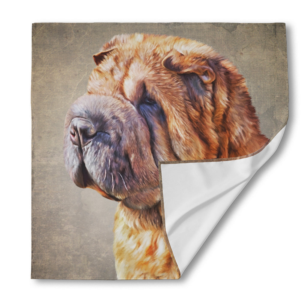 Vintage Shar Pei Print Silk Bandana