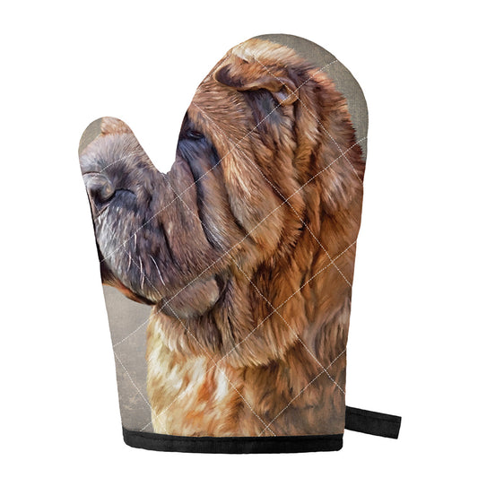 Vintage Shar Pei Print Single Oven Mitt