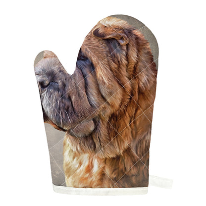 Vintage Shar Pei Print Single Oven Mitt