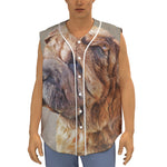 Vintage Shar Pei Print Sleeveless Baseball Jersey
