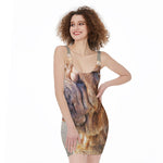 Vintage Shar Pei Print Sleeveless Bodycon Dress