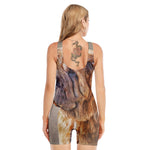 Vintage Shar Pei Print Sleeveless One Piece Swimsuit