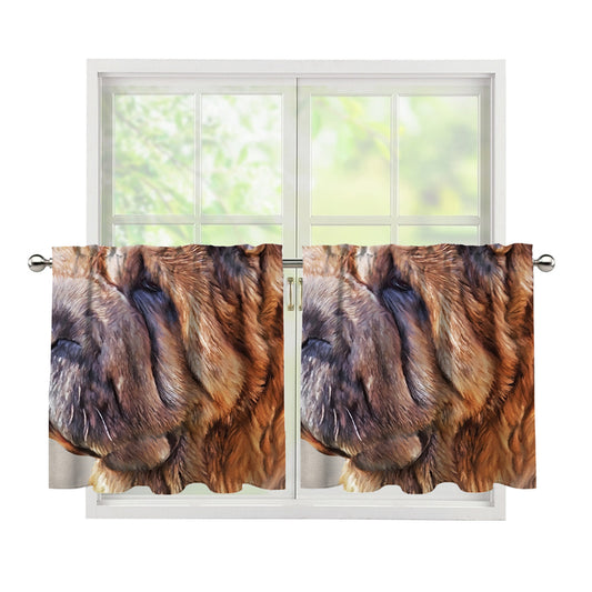 Vintage Shar Pei Print Tier Curtains
