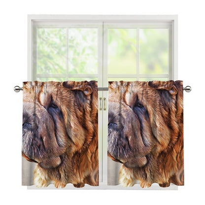 Vintage Shar Pei Print Tier Curtains