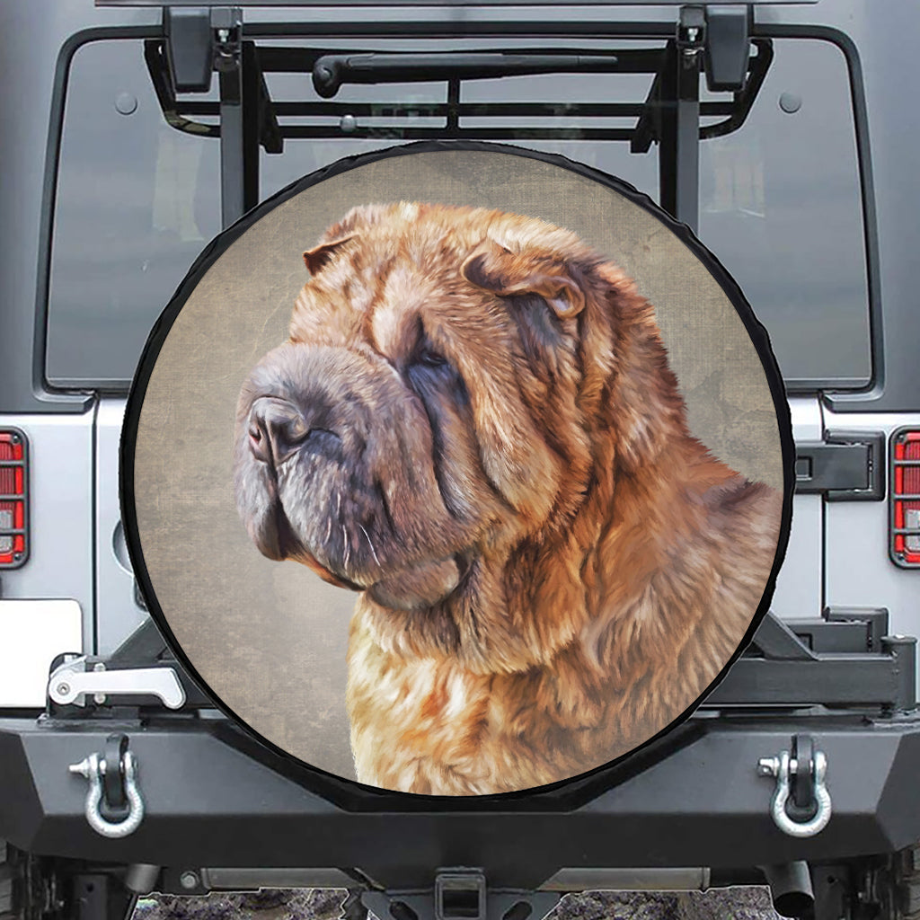 Vintage Shar Pei Print Tire Cover