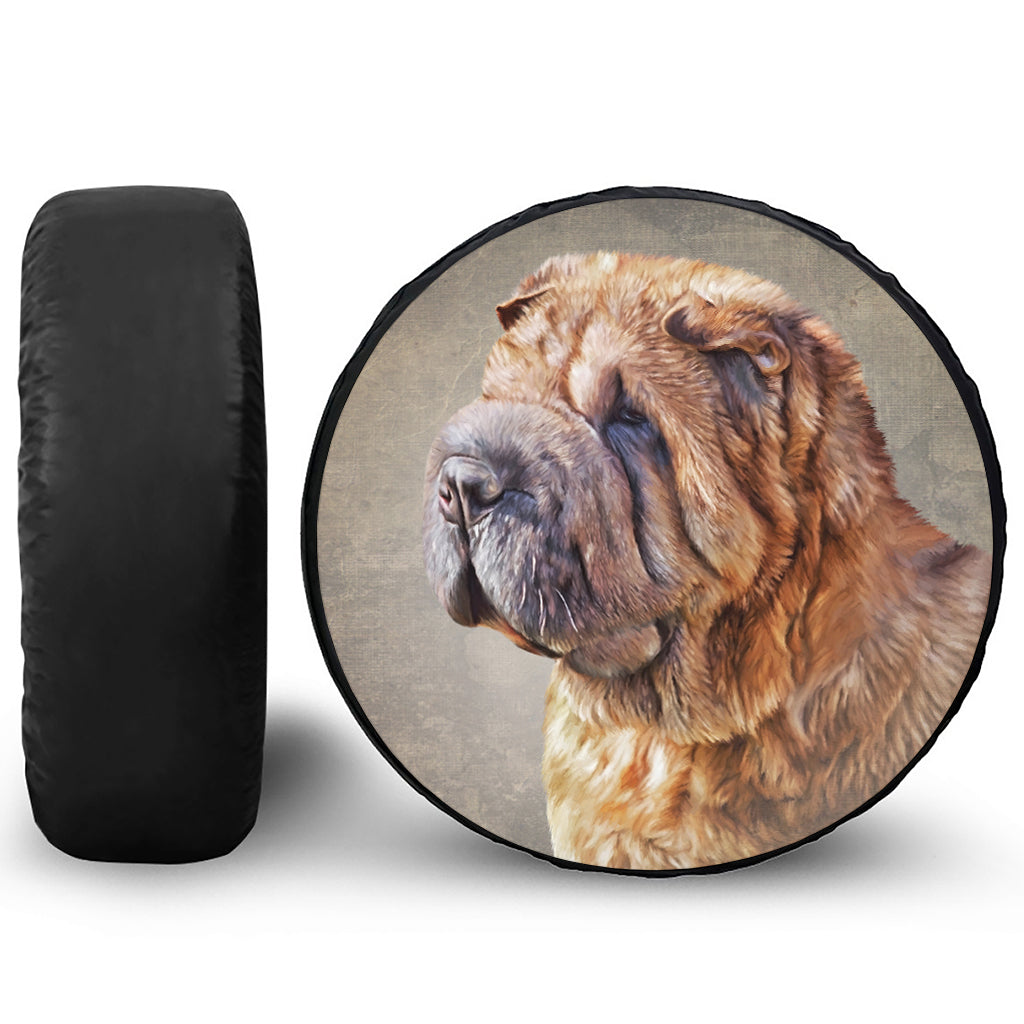 Vintage Shar Pei Print Tire Cover