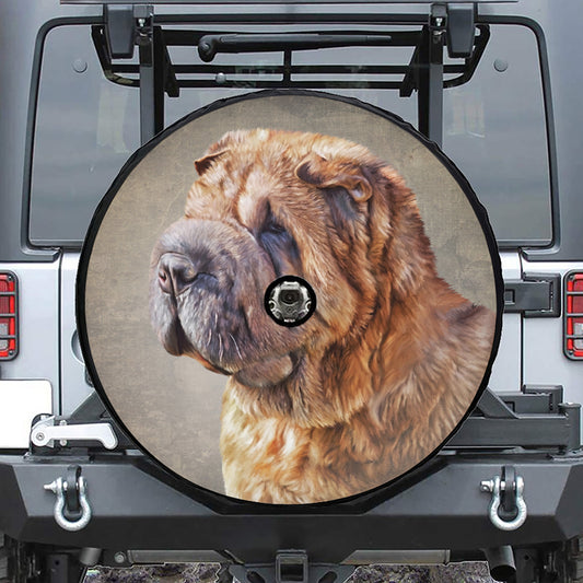 Vintage Shar Pei Print Tire Cover With Camera Hole