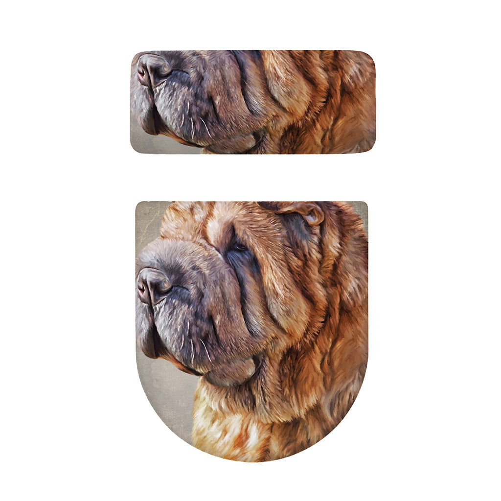 Vintage Shar Pei Print Toilet Lid And Tank Cover Set