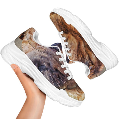 Vintage Shar Pei Print White Chunky Shoes