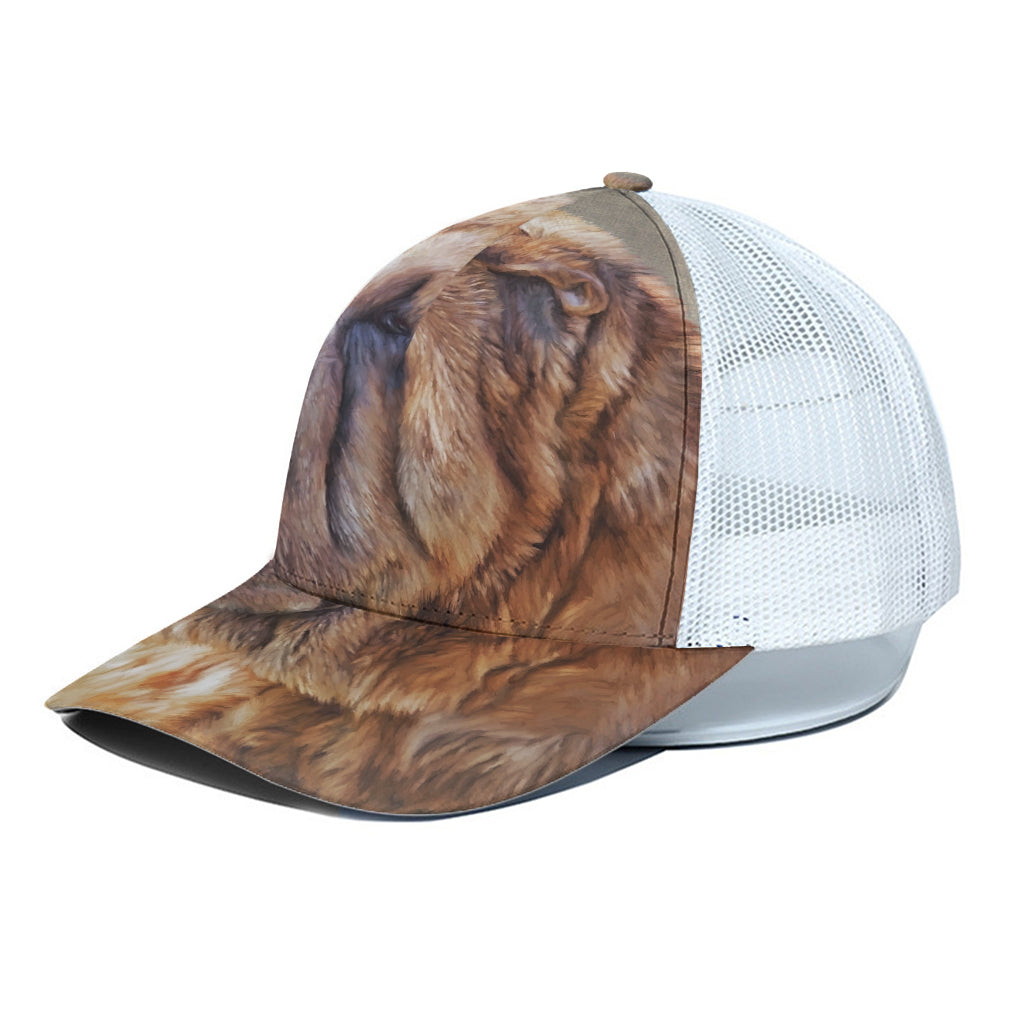 Vintage Shar Pei Print White Mesh Trucker Cap