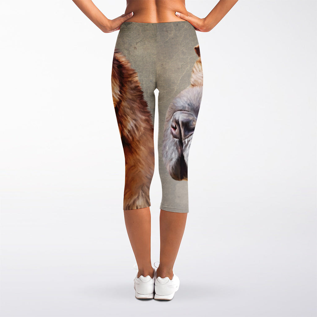Vintage Shar Pei Print Women's Capri Leggings