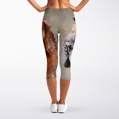 Vintage Shar Pei Print Women's Capri Leggings