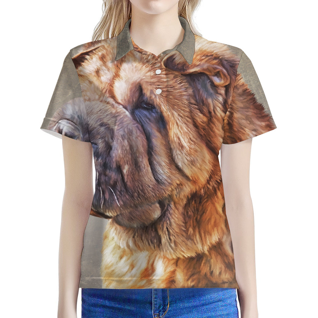 Vintage Shar Pei Print Women's Polo Shirt