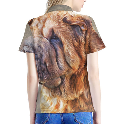 Vintage Shar Pei Print Women's Polo Shirt