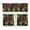 Vintage Skull Pattern Print 3 Piece Kitchen Curtains