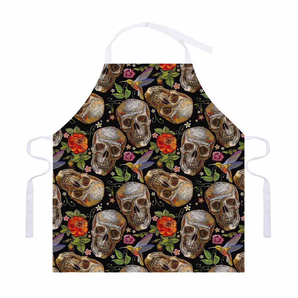 Vintage Skull Pattern Print Adjustable Apron