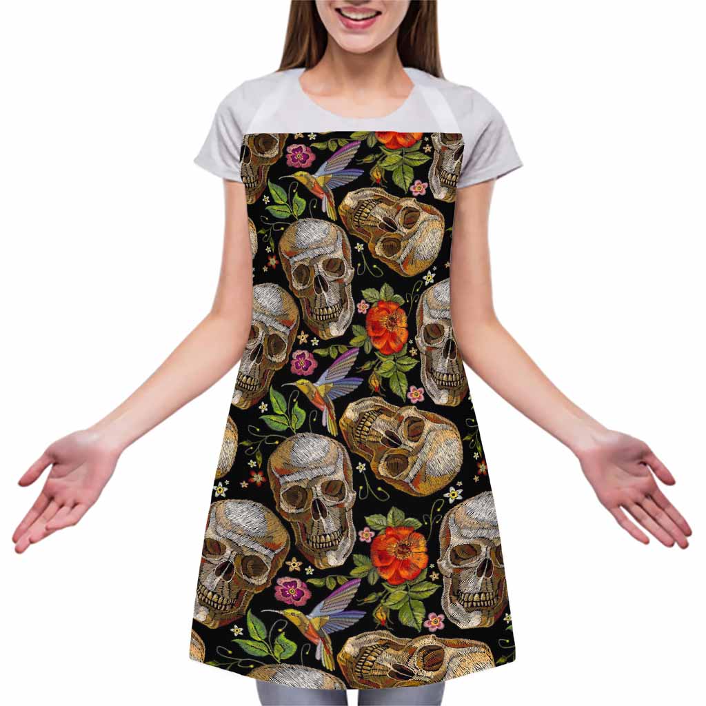 Vintage Skull Pattern Print Adjustable Apron