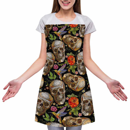 Vintage Skull Pattern Print Adjustable Apron