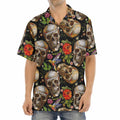 Vintage Skull Pattern Print Aloha Shirt