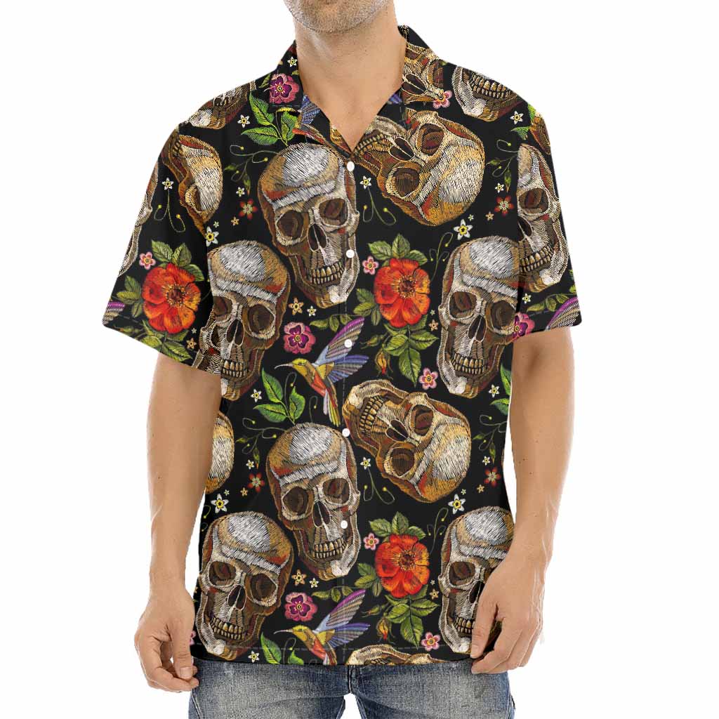 Vintage Skull Pattern Print Aloha Shirt