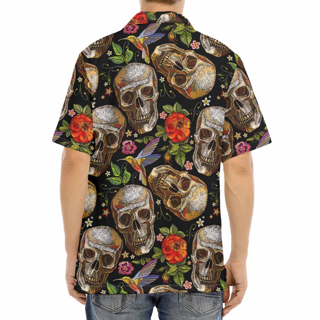 Vintage Skull Pattern Print Aloha Shirt