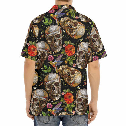 Vintage Skull Pattern Print Aloha Shirt