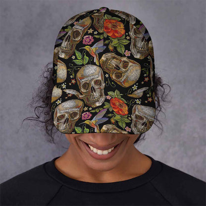 Vintage Skull Pattern Print Baseball Cap