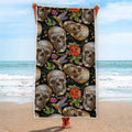 Vintage Skull Pattern Print Beach Towel