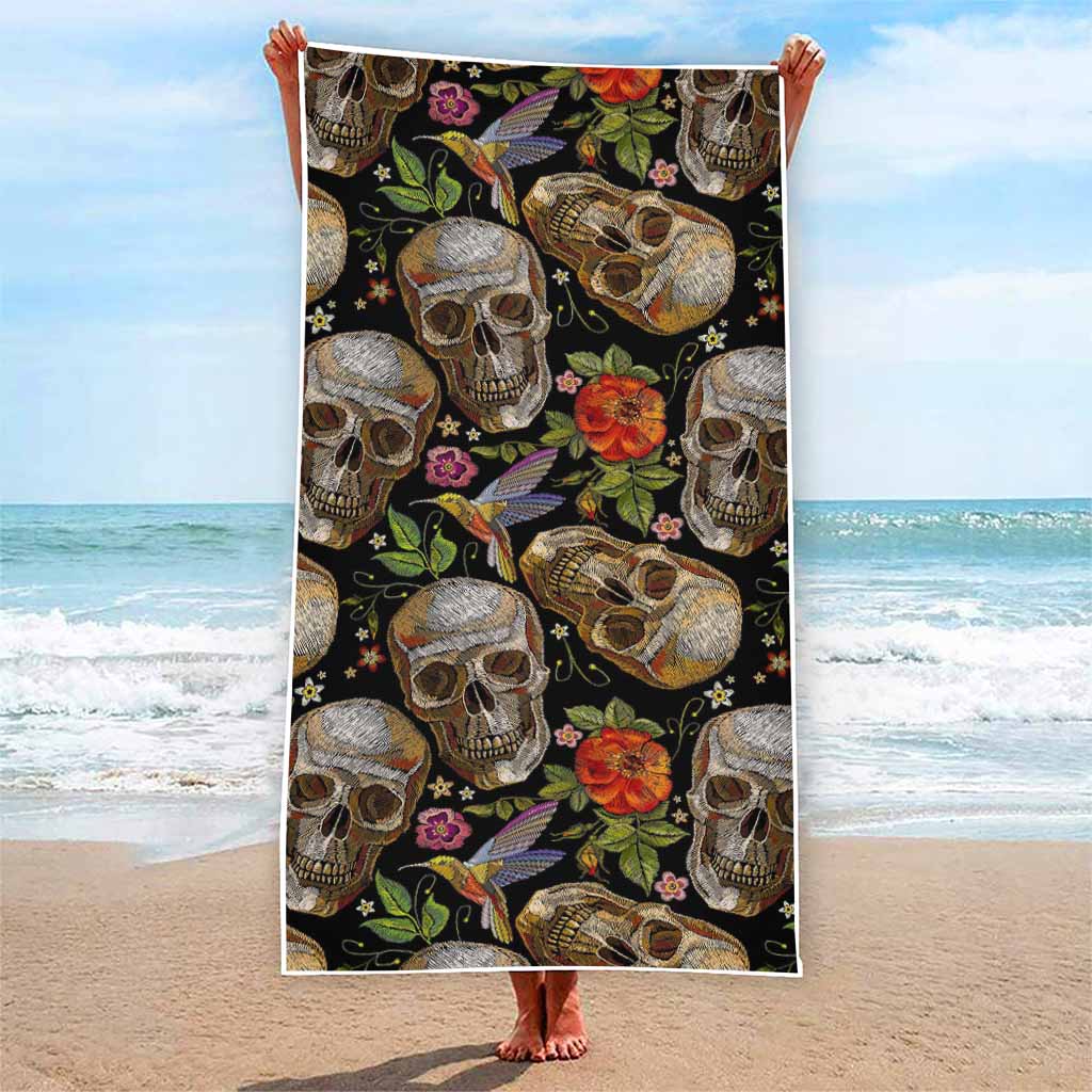 Vintage Skull Pattern Print Beach Towel