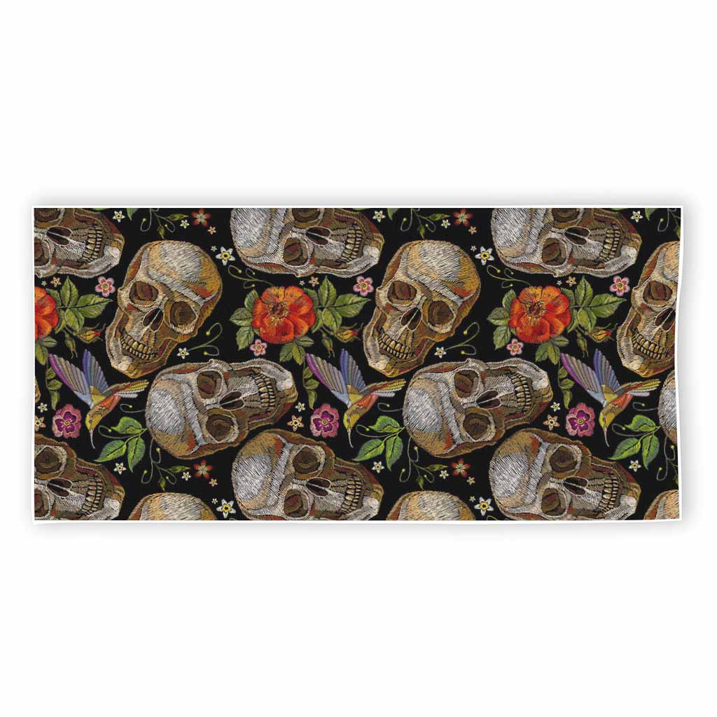 Vintage Skull Pattern Print Beach Towel