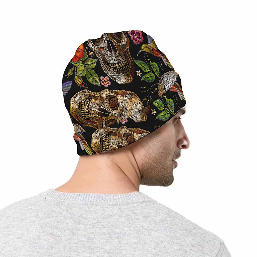 Vintage Skull Pattern Print Beanie