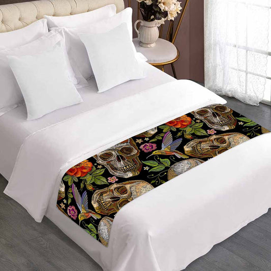 Vintage Skull Pattern Print Bed Runner