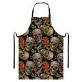 Vintage Skull Pattern Print Bib Apron With Pocket