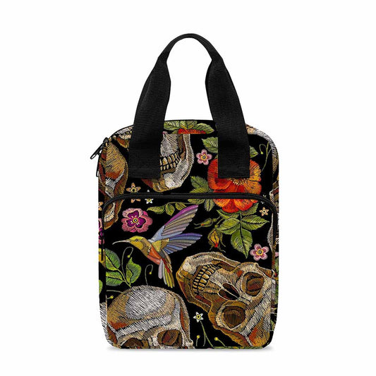 Vintage Skull Pattern Print Bible Tote Bag