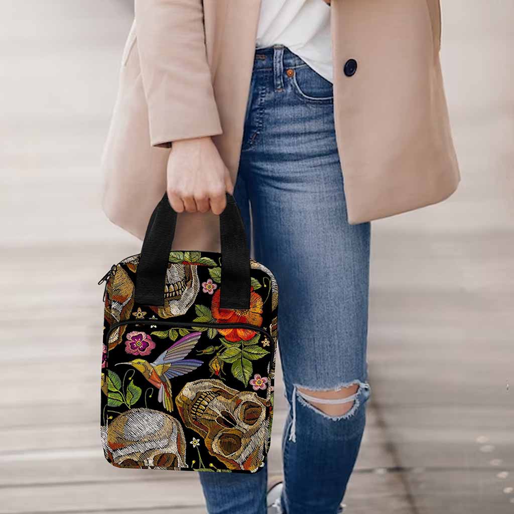 Vintage Skull Pattern Print Bible Tote Bag