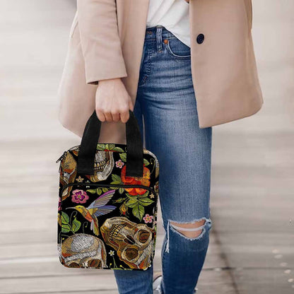Vintage Skull Pattern Print Bible Tote Bag