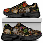 Vintage Skull Pattern Print Black Chunky Shoes