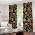 Vintage Skull Pattern Print Dimout Grommet Curtains