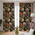 Vintage Skull Pattern Print Dimout Pencil Pleat Curtains