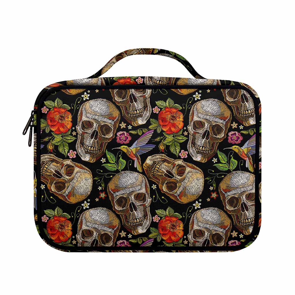 Vintage Skull Pattern Print Briefcase Bible Bag