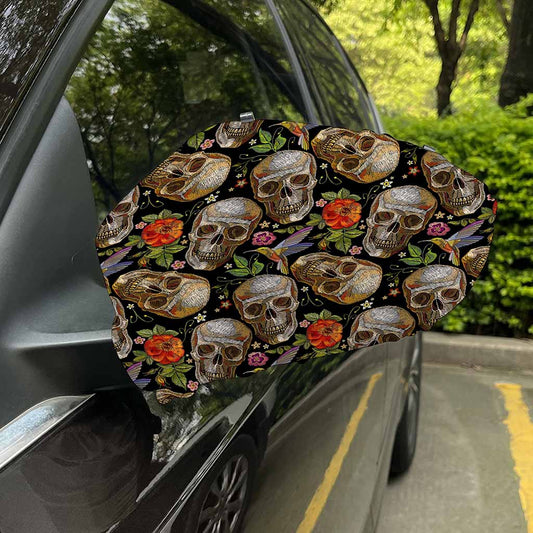 Vintage Skull Pattern Print Car Side Mirror Covers
