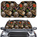 Vintage Skull Pattern Print Car Windshield Sun Shade