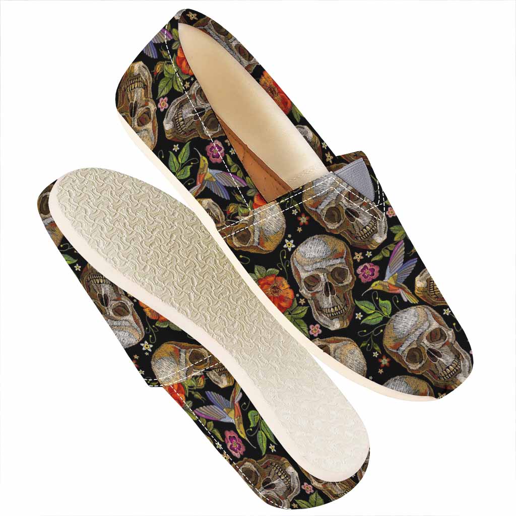 Vintage Skull Pattern Print Casual Shoes