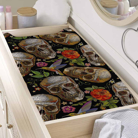 Vintage Skull Pattern Print Changing Pad Cover