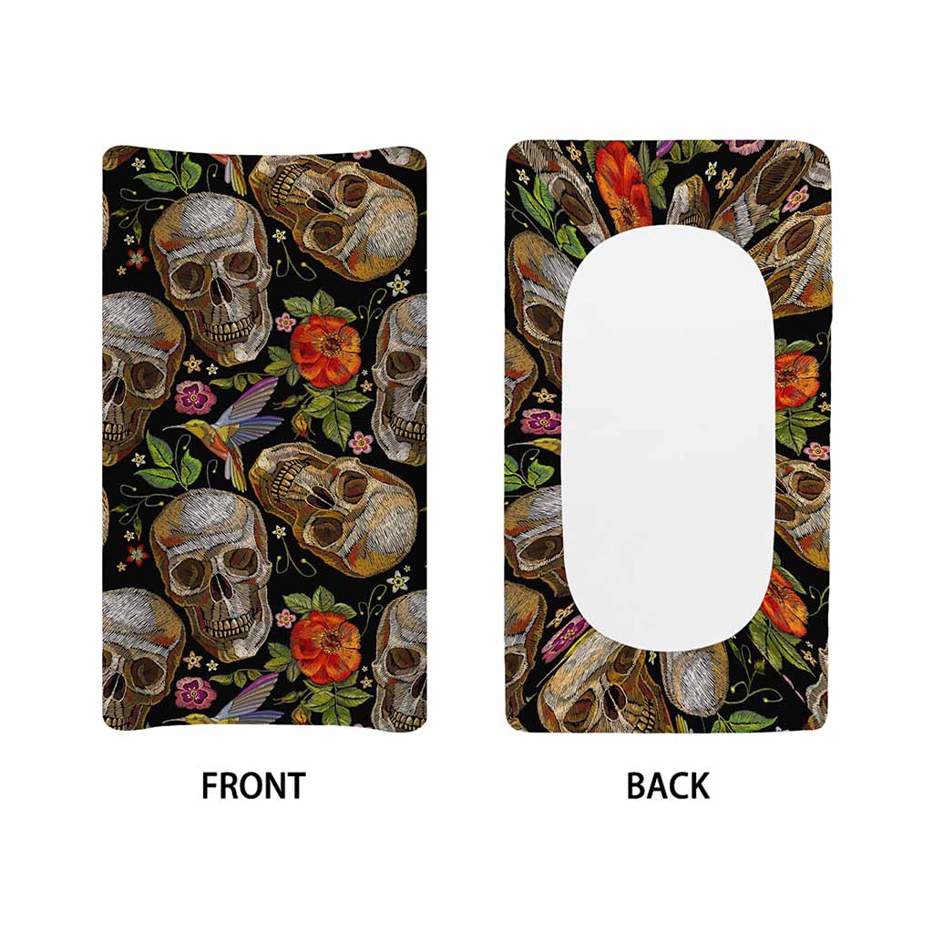 Vintage Skull Pattern Print Changing Pad Cover